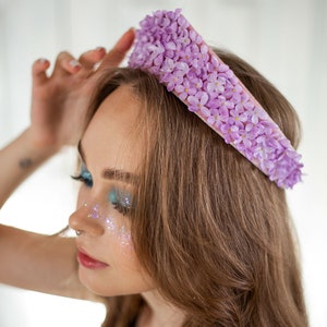 Lilac flower crown, Kokoshnik crown,floral tiara. purple bridal tiara. Lavender crown for wedding ,purple flower crown. image 3
