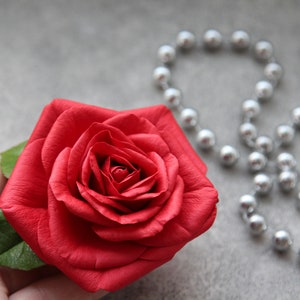 Red rose hair clip. real touch flowers for hair. Pinup  tiki hair flower.