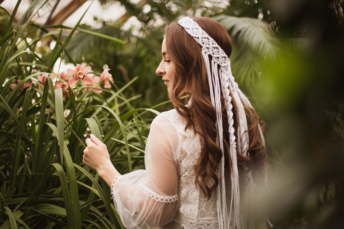 Boho Headpiece Boho Veil Macrame Veil Boho Wedding Veil for Etsy