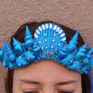 Blue Mermaid crown IN STOCK, siren crown tiara. under the sea burning man festival headpiece.
