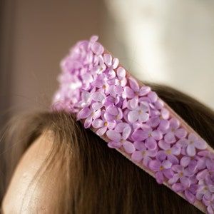 Lilac flower crown, Kokoshnik crown,floral tiara. purple bridal tiara. Lavender crown for wedding ,purple flower crown. image 5