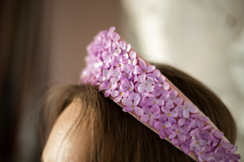 Lilac flower crown, Kokoshnik crown,floral tiara. purple bridal tiara. Lavender crown for wedding ,purple flower crown. image 5