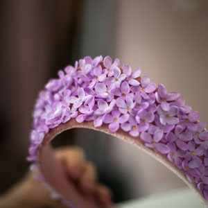 Lilac flower crown, Kokoshnik crown,floral tiara. purple bridal tiara. Lavender crown for wedding ,purple flower crown. image 8