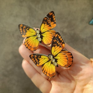Juego de 2 pinzas para el cabello con forma de mariposa monarca, pinzas para el cabello con forma de cocodrilo, lindas pinzas para el cabello con forma de mariposa de hada roja, amarilla y blanca.