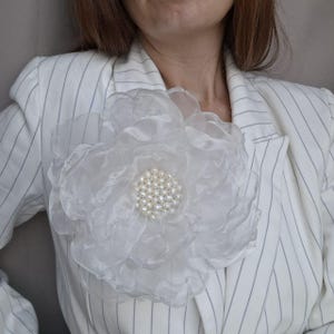 Large organza flower brooch, oversized  brooch, gift for women.
