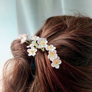 Dusty pink Forget me not floral hair pins, WIldflower wedding Tiny flowers hair pins.