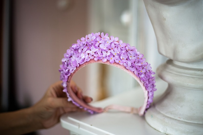 Lilac flower crown, Kokoshnik crown,floral tiara. purple bridal tiara. Lavender crown for wedding ,purple flower crown. image 1