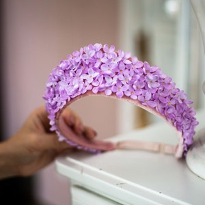 Lilac flower crown, Kokoshnik crown,floral tiara. purple bridal tiara. Lavender crown for wedding ,purple flower crown. image 6