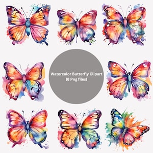 Watercolor Butterfly Clipart, Butterfly Png Bundle, Butterfly Silhouette, Butterfly Cut Files