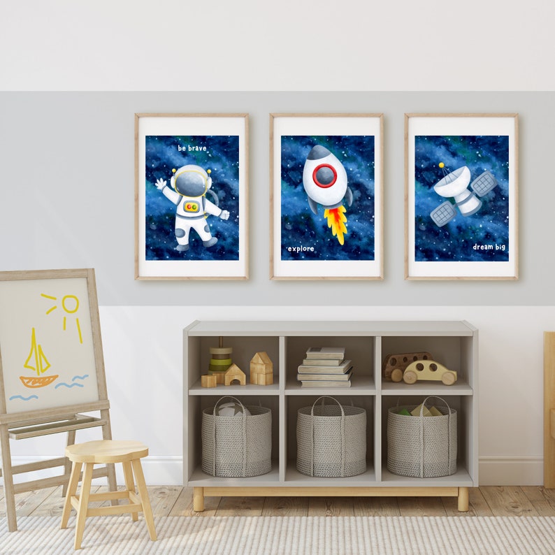 Space Prints Set of 3 | Nursery Wall Art | Kid's Wall Art | Classroom ...