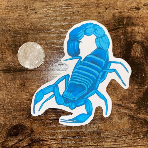 Blue Scorpion Sticker Painting Handmade Fun Home Decor Decal