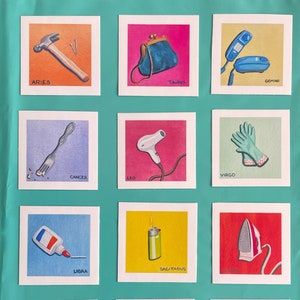Mini adesivos de signos astrológicos, natureza morta, adesivos do zodíaco, conjunto completo de adesivos de pintura astrológica