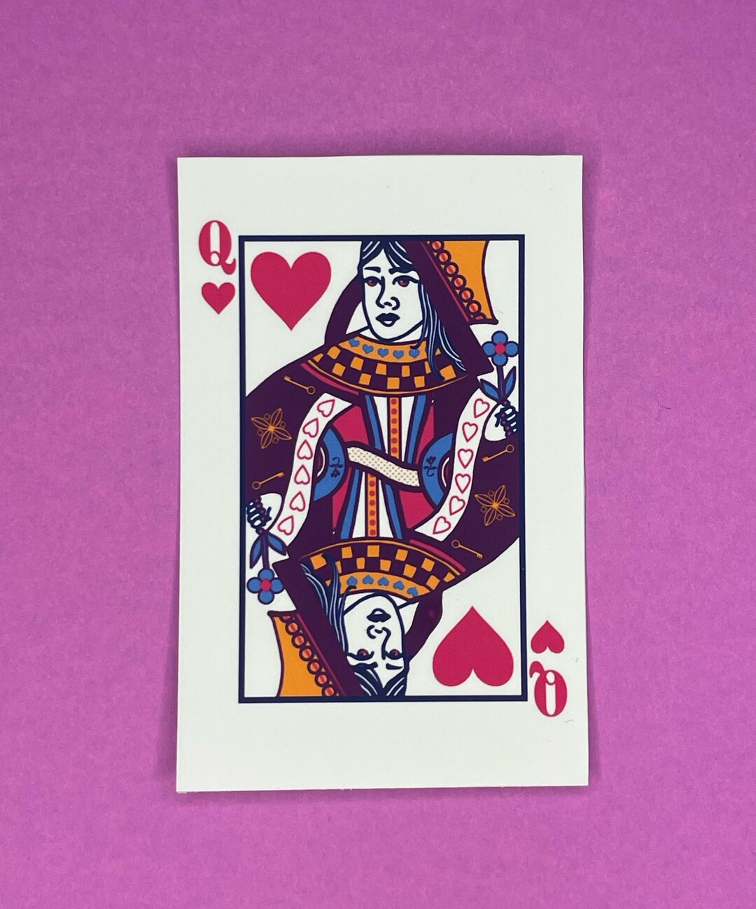 Queen of Hearts Sticker Laptop Phone Decal Playing Card Sticker Matte ...