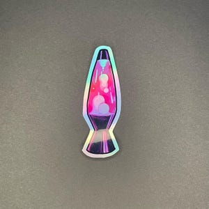 Pink Lava Lamp Holographic Sticker 90s Throwback Millennial Art Waterproof Unique Stickers Trippy Fun Decals