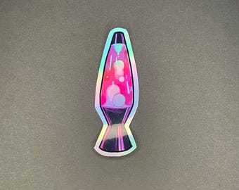 Pink Lava Lamp Holographic Sticker 90s Throwback Millennial Art Waterproof Unique Stickers Trippy Fun Decals