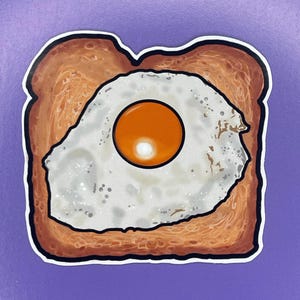 Egg on Toast Fridge Magnet Break Food Refridgerator Magnet
