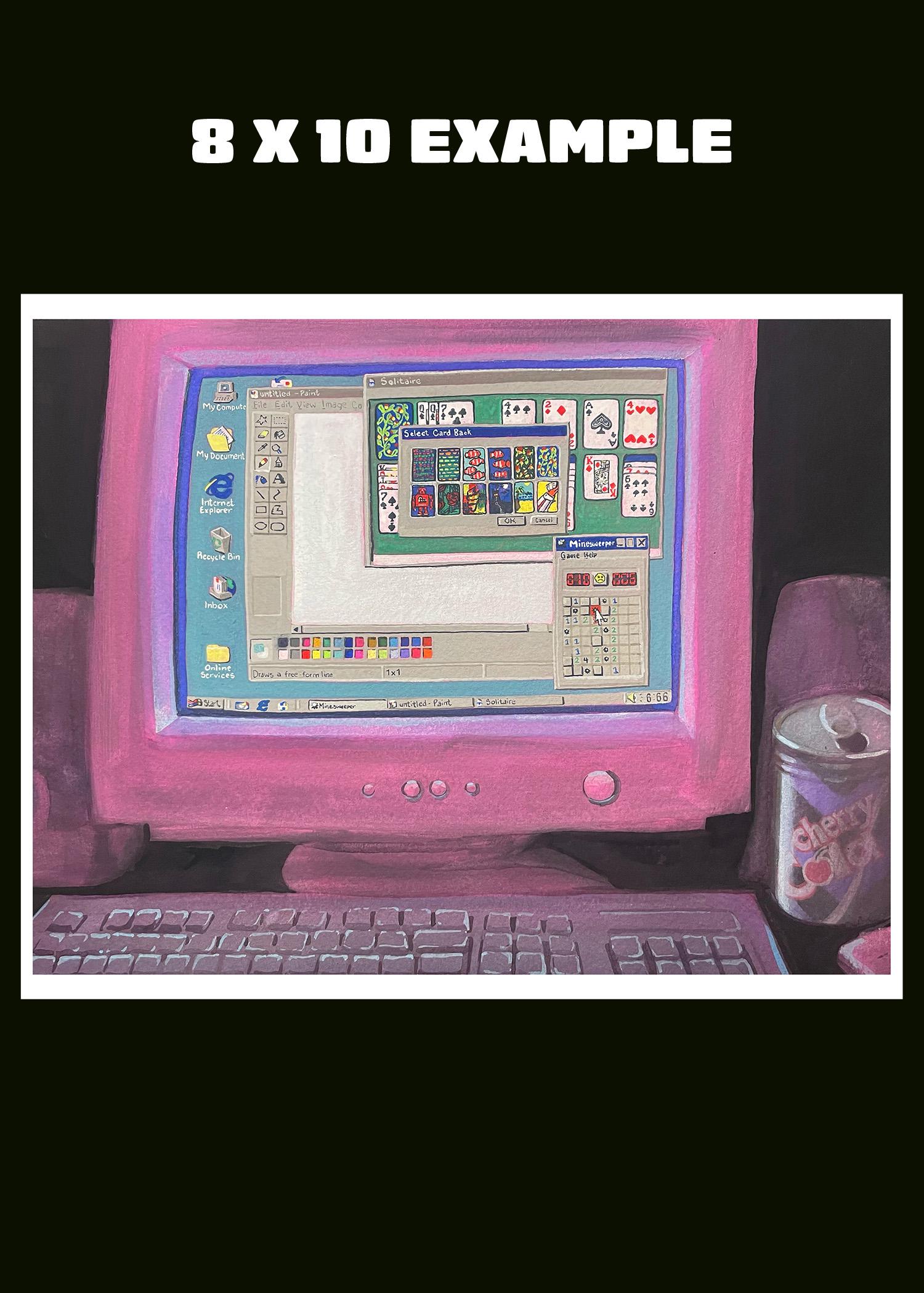 Computer Throwback Y2K 1990s Painting MS Paint Minesweeper Solitaire Computer Desk ...
