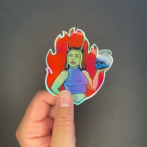Demon meisje schedel sticker waterfles laptop telefoon sticker cool skelet duivel engel vlammen waterdicht leuke stickers