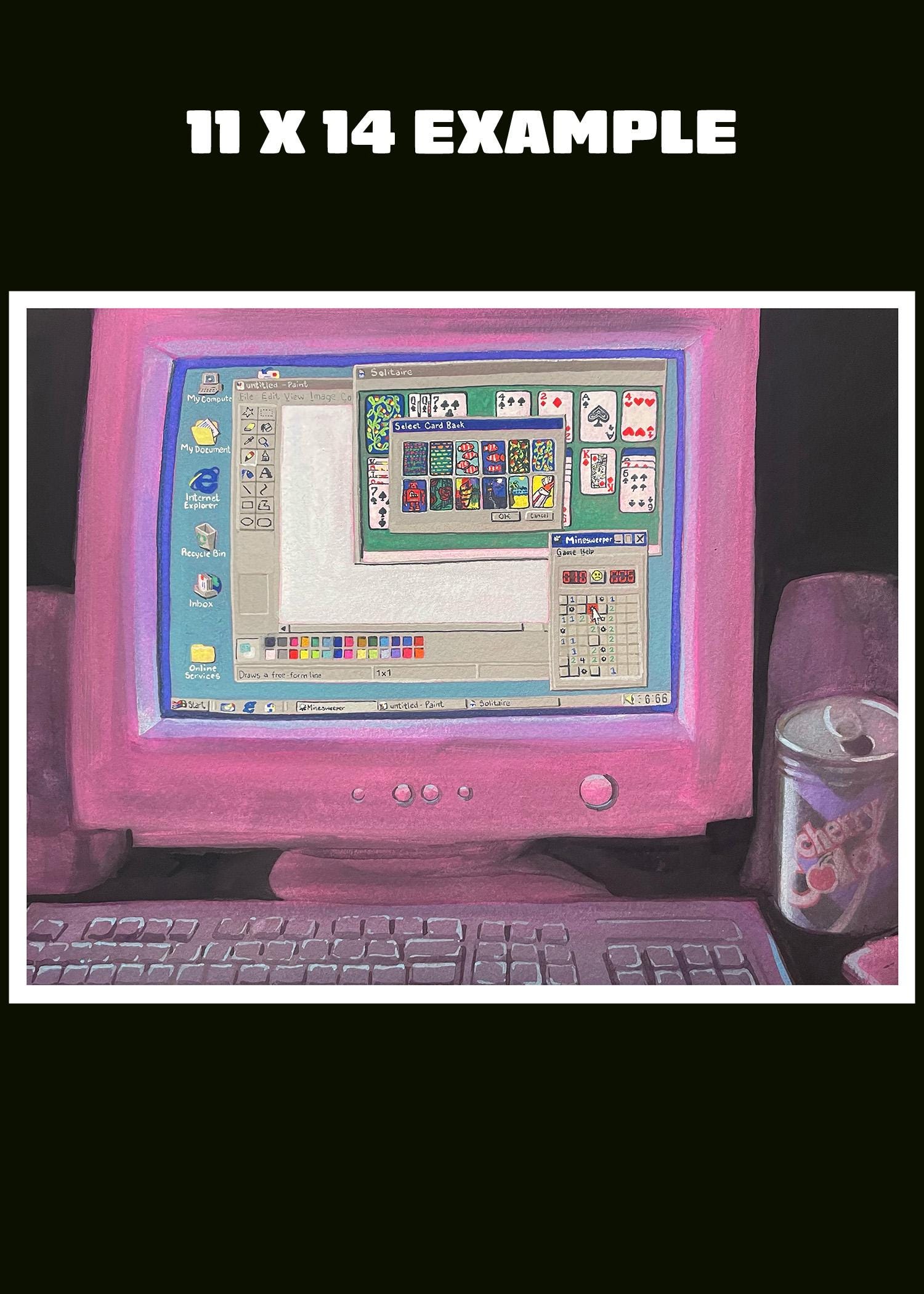 Y2K 1990s Painting MS Paint Minesweeper Solitaire Computer Desk ...