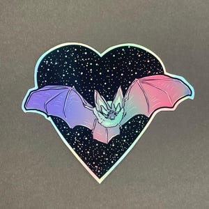 Purple Bat Heart Sticker Witchy Halloween Sticker Bat Stars Night Sky Decoration Waterbottle Sticker Cute Pastel Goth Decal