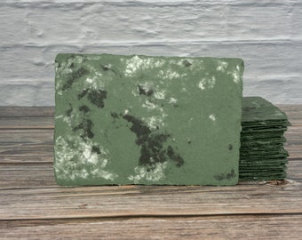 Handmade Recycled Paper | Dark Green Marbled Deckled Edge | A2 A6 A5 | 5 per order