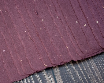 Burgundy Wine Recycled Paper with Gold Flecks | Handmade Deckle Edge