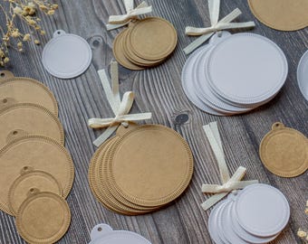 Circle Gift Tags | 300gsm Cardstock Kraft White Mixed Media