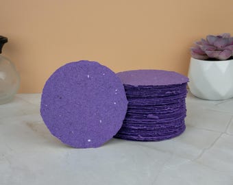 Handmade Recycled Paper Circles | Royal Purple | 3 Inch Round Paper for Scrapbooking, Journaling, Collage, DIY Crafts, Eco Friendly