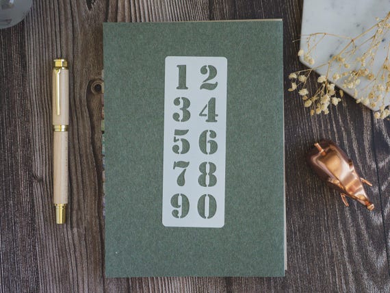 Medium Army Number Stencil for Bullet Journal, Planner, Junk Journal, Stationery