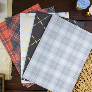 5 Envelopes A7 | 5x7 Black White Red Plaid Handmade Stationery