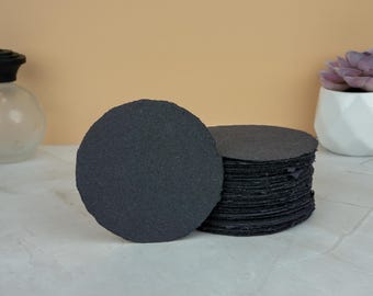 Black Handmade Recycled Paper Circles | 3 Inch Round | Eco-Friendly Craft Paper for Journals & Scrapbooking