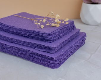 Eco Friendly Handmade Recycled Paper | Royal Purple A2 A6 A5 | 5 per order
