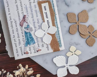 Flower Paper Die Cuts Hydrangeas 24 pieces | Kraft Black White Cream