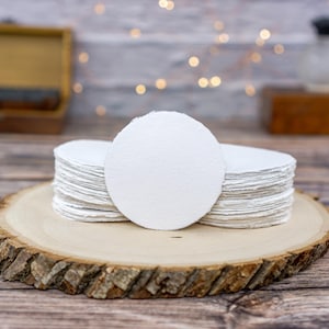 Círculos de papel reciclado blanco de 3 pulgadas con bordes desbarbados, hechos a mano, para álbumes de recortes y arte