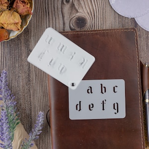 Small Gothic Lowercase Alphabet and Number Stencil Booklet | Small for Traveler&#39;s Notebook Bujo Journaling