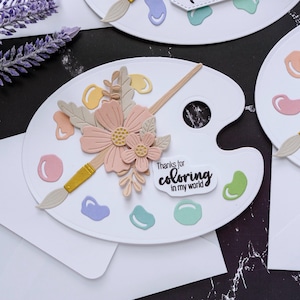 Carte de palette de fleurs aquarelle faite main A2 avec pinceau pour ami artistique