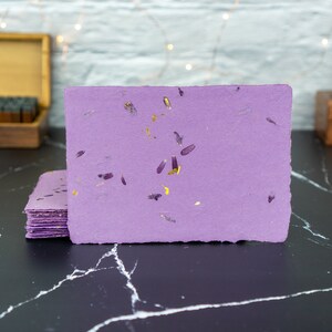 Handmade Paper Recycled | Purple Petal Deckled Edge | A2 A6