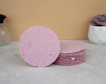 Upcycled Paper Circles: Light Pink Deckled Edge (Set of 10) 3 inch
