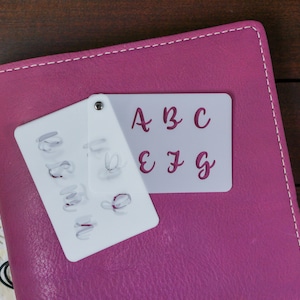 Medium Calligraphy Uppercase Alphabet and Number Stencil Booklet --Bullet Journal Travelers Notebook Journal Planner ABC 123 Cursive