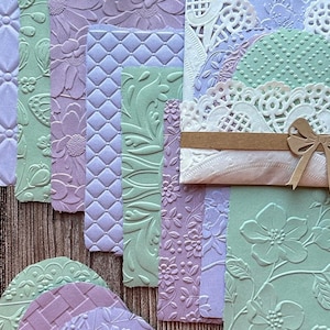 Paquetes de papel ecológico para diarios, hechos a mano, en relieve, color lila/menta