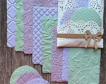 Eco-Friendly Embossed Lilac/Mint Journal Handmade Paper Bundles