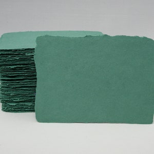 Handmade Paper Recycled | 4x6 inch Green Deckled Edge Paper 5 per order A6