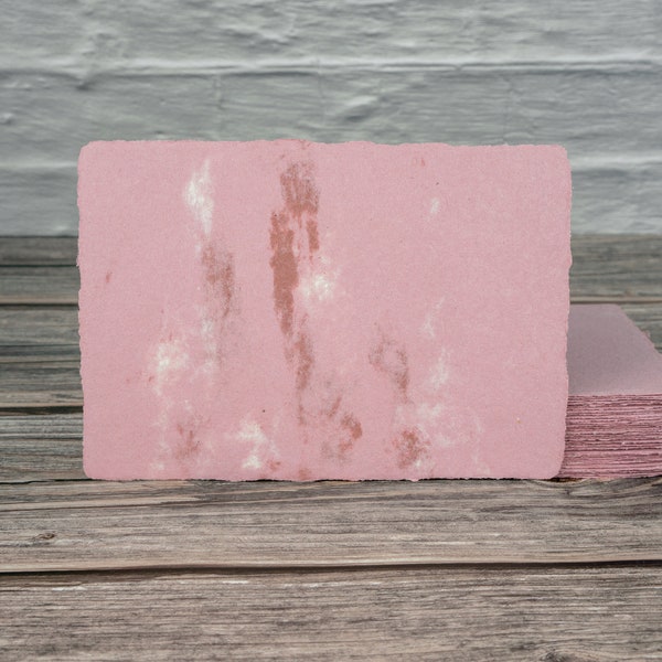 Handmade Paper Recycled | Light Pink Marbled Deckled Edge | 5 per order A2 A6 A5
