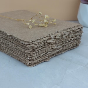 Papel ecológico hecho a mano / Kraft con fibra de sisal / A2 A6 A5 / 5 por pedido
