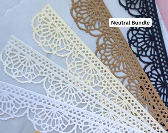 Paper Lace Crochet Trim Die Cuts: Scrapbook Embellishments, 5 Pieces