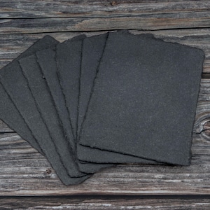 Upcycled Black Deckled Edge Handmade Paper for Scrapbook and Art | A2 A6 A5 | 5 per order
