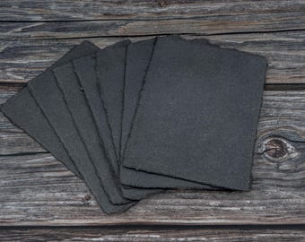 Upcycled Black Deckled Edge Handmade Paper for Scrapbook and Art | A2 A6 A5 | 5 per order