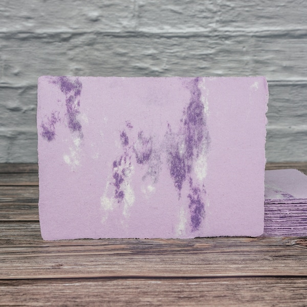 Handmade Paper Recycled | Light Purple Marbled Deckled Edge | 5 per order A6 A2 A5