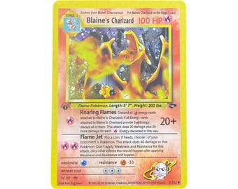 Pokémon TCG Blaine’s Charizard Holo 1st Edition Gym Challenge Reprint Collectible Card