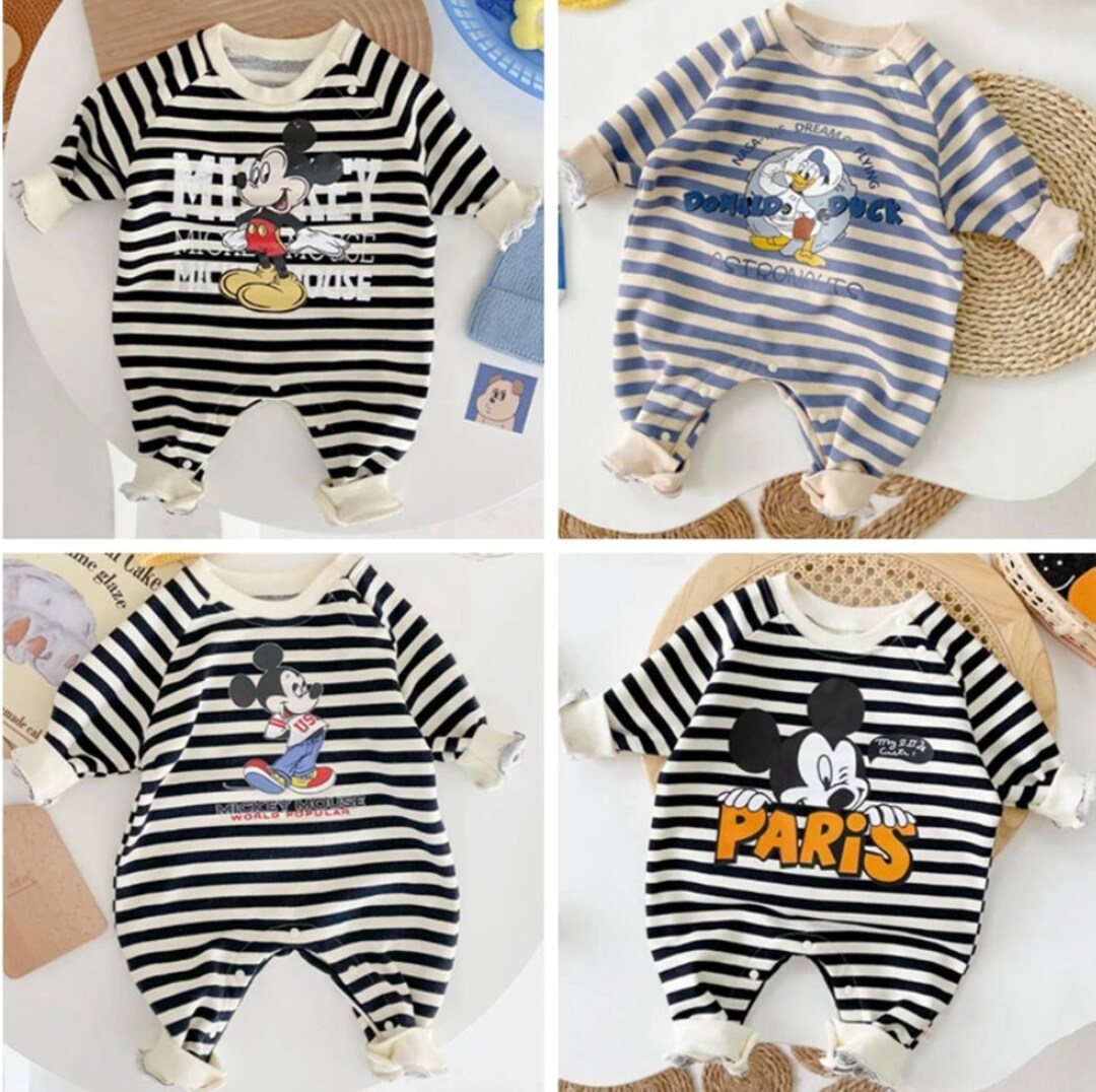 Mickey Mouse Rompers Long Sleeve Baby Boys Cotton Cartoon Etsy
